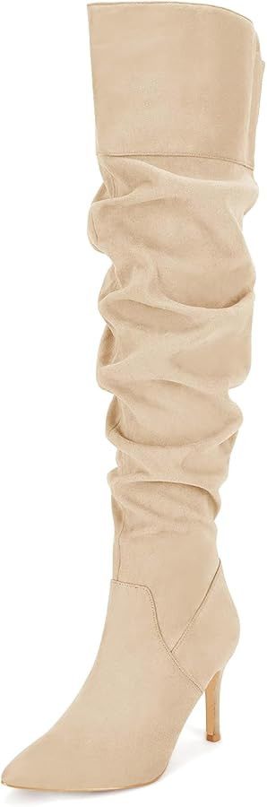 Coutgo Womens Over The Knee Boots Thigh High Pointed Toe Slouchy Stiletto High Heel Long Sexy Dre... | Amazon (US)