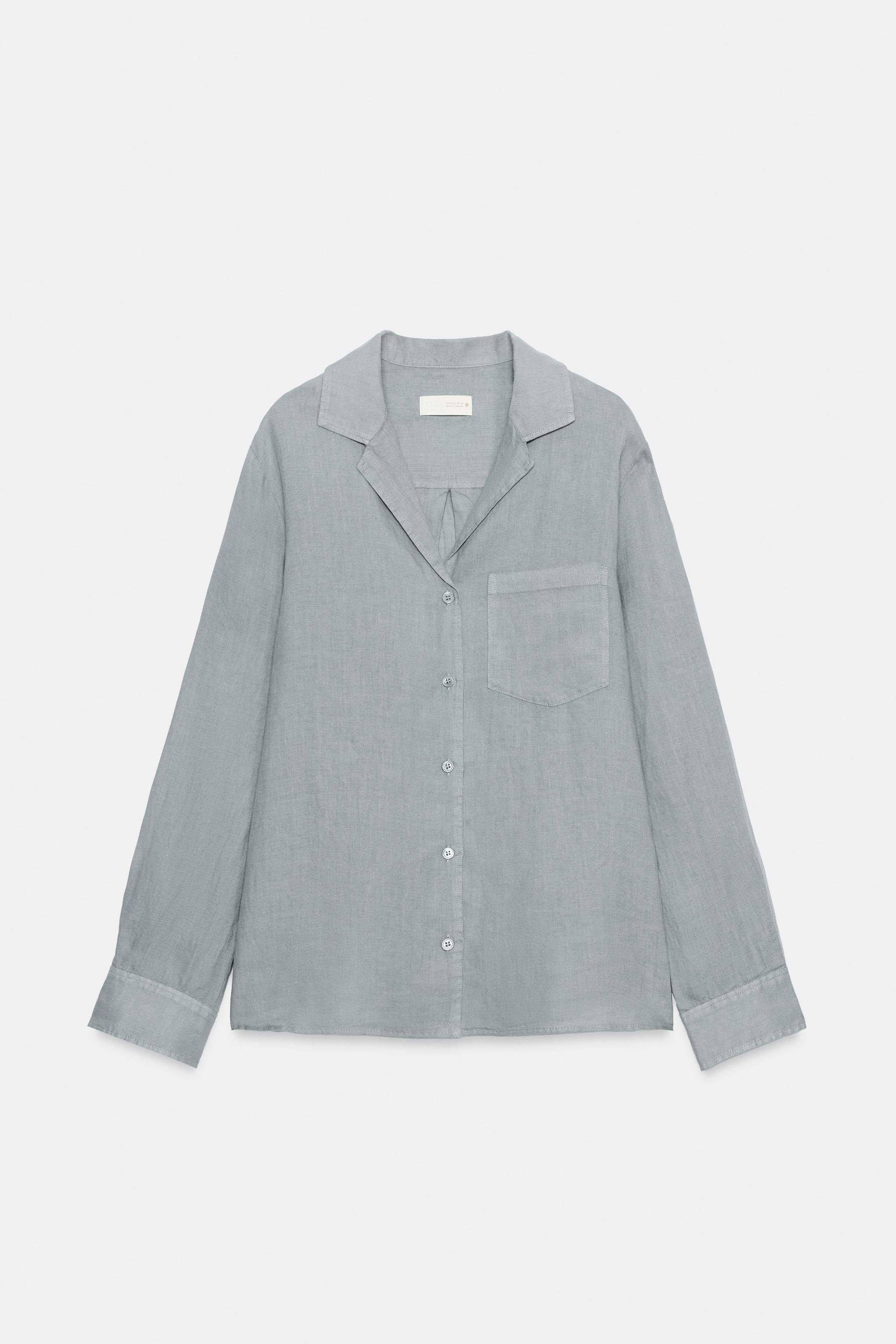 100% LINEN SHIRT WITH POCKET ZW COLLECTION | Zara UK