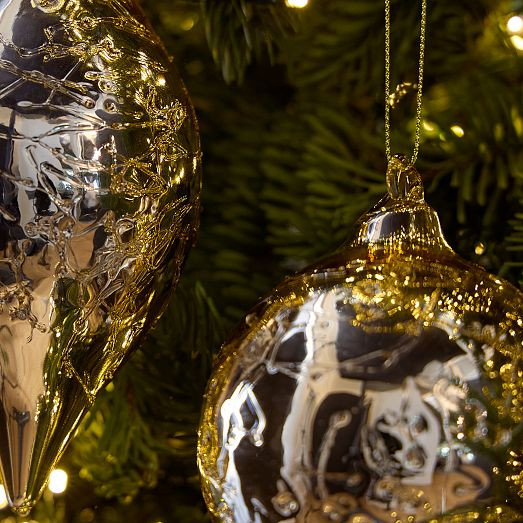 Mercury Crackle Glass Ornaments (Set of 6) | West Elm (US)