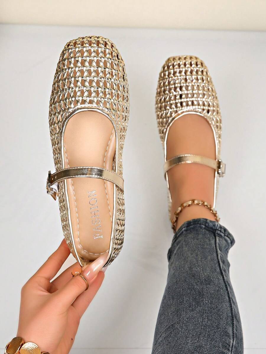 Women's Summer New Fashion Flat Shoes, Hollow-Out Buckle Design, Comfortable Wear, Suitable For T... | SHEIN