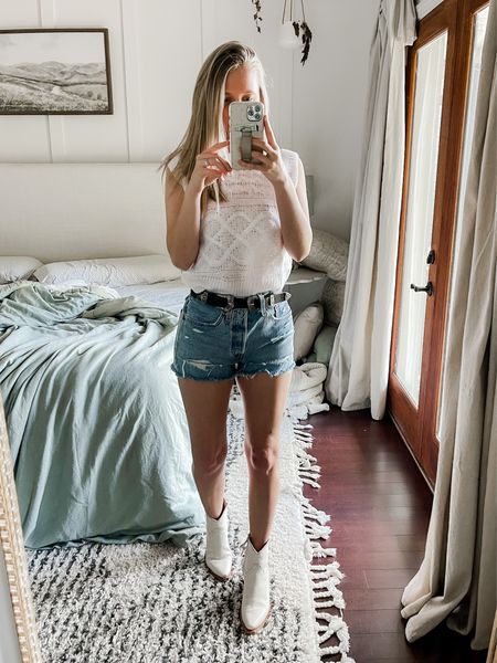 The cutest country festival outfit 🤠 sweater tank, Levi shorts and my favorite tecovas!!

#LTKshoecrush #LTKFestival #LTKfit