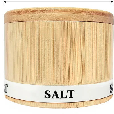 Salt Box Bamboo Salt Container With Swivel Lid With Magnetic To Easily Open And Seal Salt Cellar With Spoon | Wayfair North America