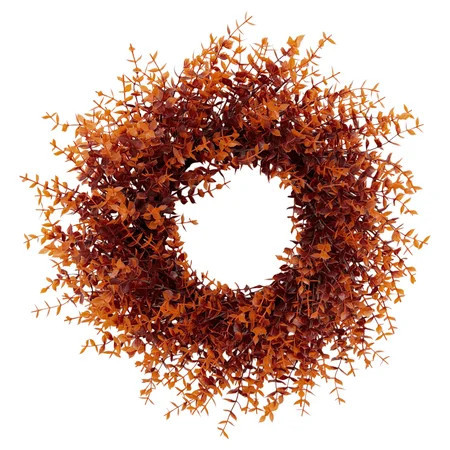 Fall Wreath for Front Door, 21 Inch Orange Autumn Leaf Wreath, Hello Fall Harvest Thanksgiving Decor, Indoor Outdoor Farmhouse Porch Window Decor | Walmart (US)