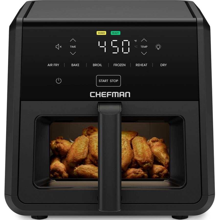 Chefman - TurboFry Air Fryer, 450°F Max Temp, 6 Functions, and 9-Quart Capacity - Black | Best Buy U.S.