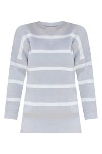 Crushing On You Grey Striped Crew Neck Sweater | Pink Lily