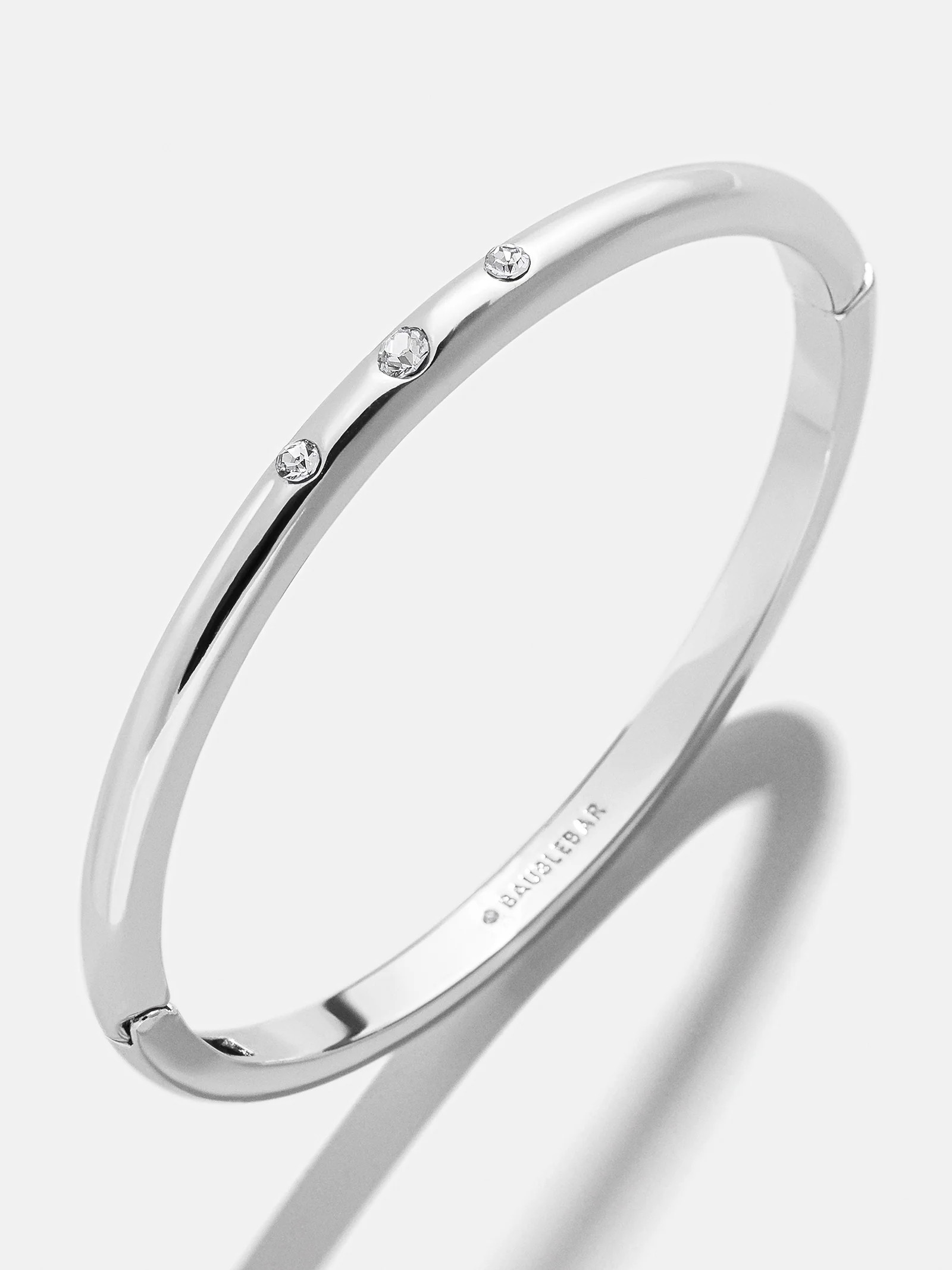Nadia Classic Hinge Bangle - Classic Thin Silver Triple Bezel | BaubleBar