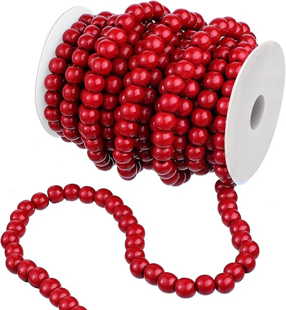 Waydress Christmas Wooden Bead Garland Rustic Farmhouse Garland Xmas Tree Bead Ornaments for Chri... | Amazon (US)