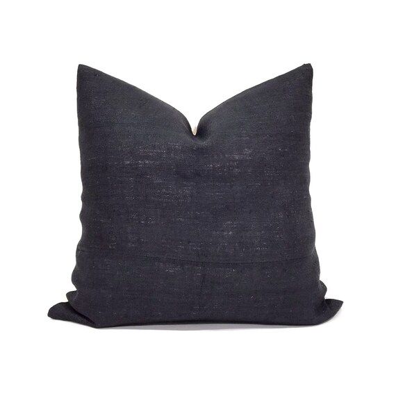 Hmong pillow cover, 20" black hemp linen Hmong pillow cover, linen pillow | Etsy (US)