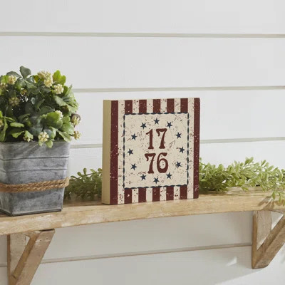 My Country 1776 w/ Blue Stars & Stripes MDF Block Sign 6x6x1 | Wayfair North America