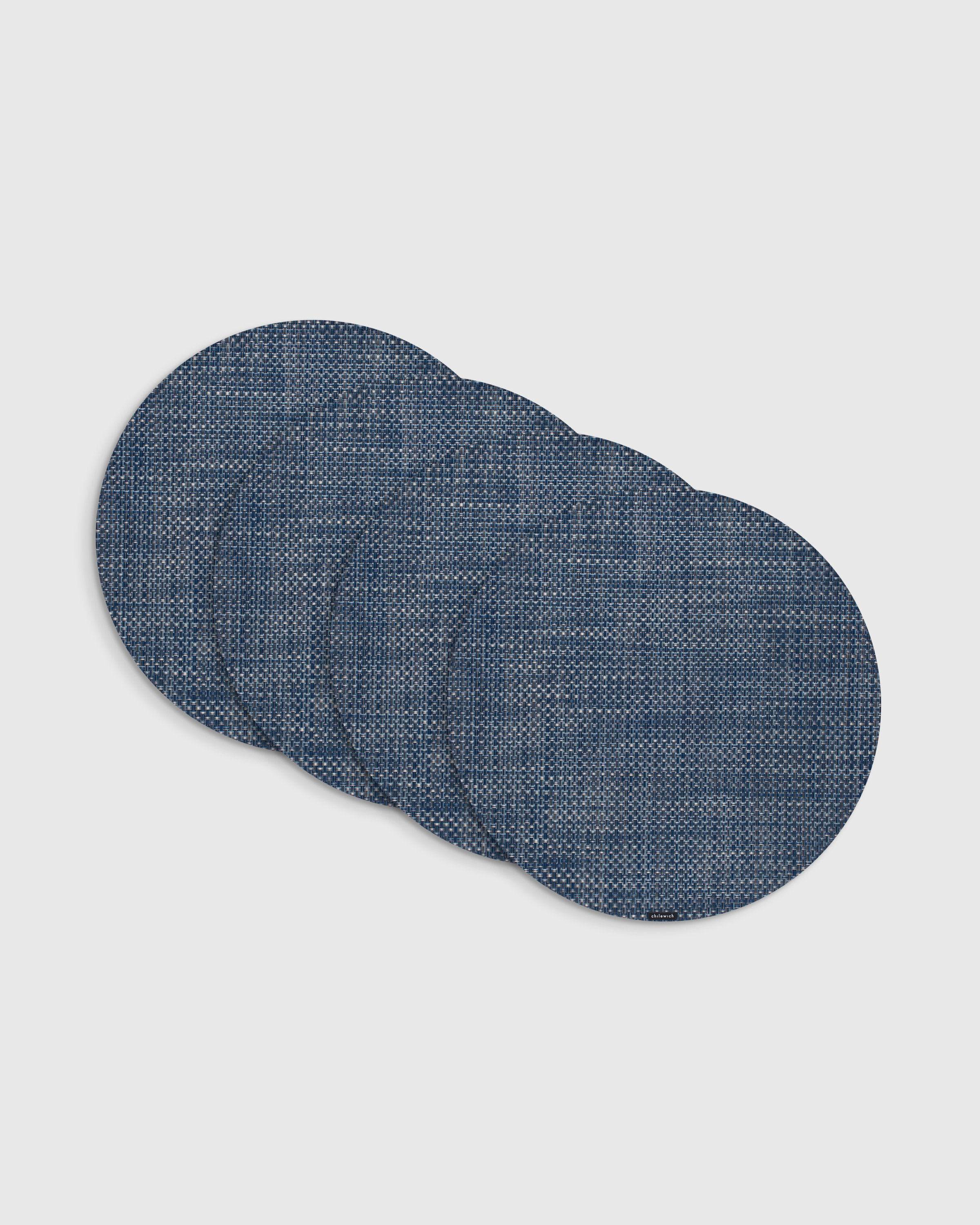 Quince | Chilewich | Basketweave Easy-Care Round Placemat, Set of 4 in Denim, PVC | Quince