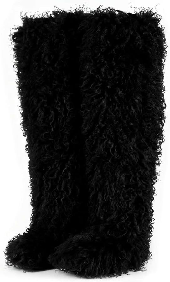 Over the Knee Boots for Women 29 inchs Faux Fur Boots Flat Thigh High Boots | Amazon (US)
