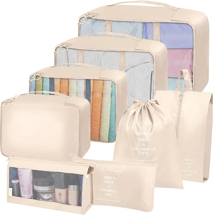 Packing Cubes for Suitcase, 8 PCS Travel Luggage Packing Organizers Waterproof Travel Essentials ... | Amazon (UK)