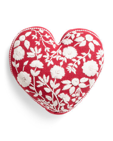 16In Floral Pattern Heart Shaped Pillow, Cotton/Polyester | TJ Maxx