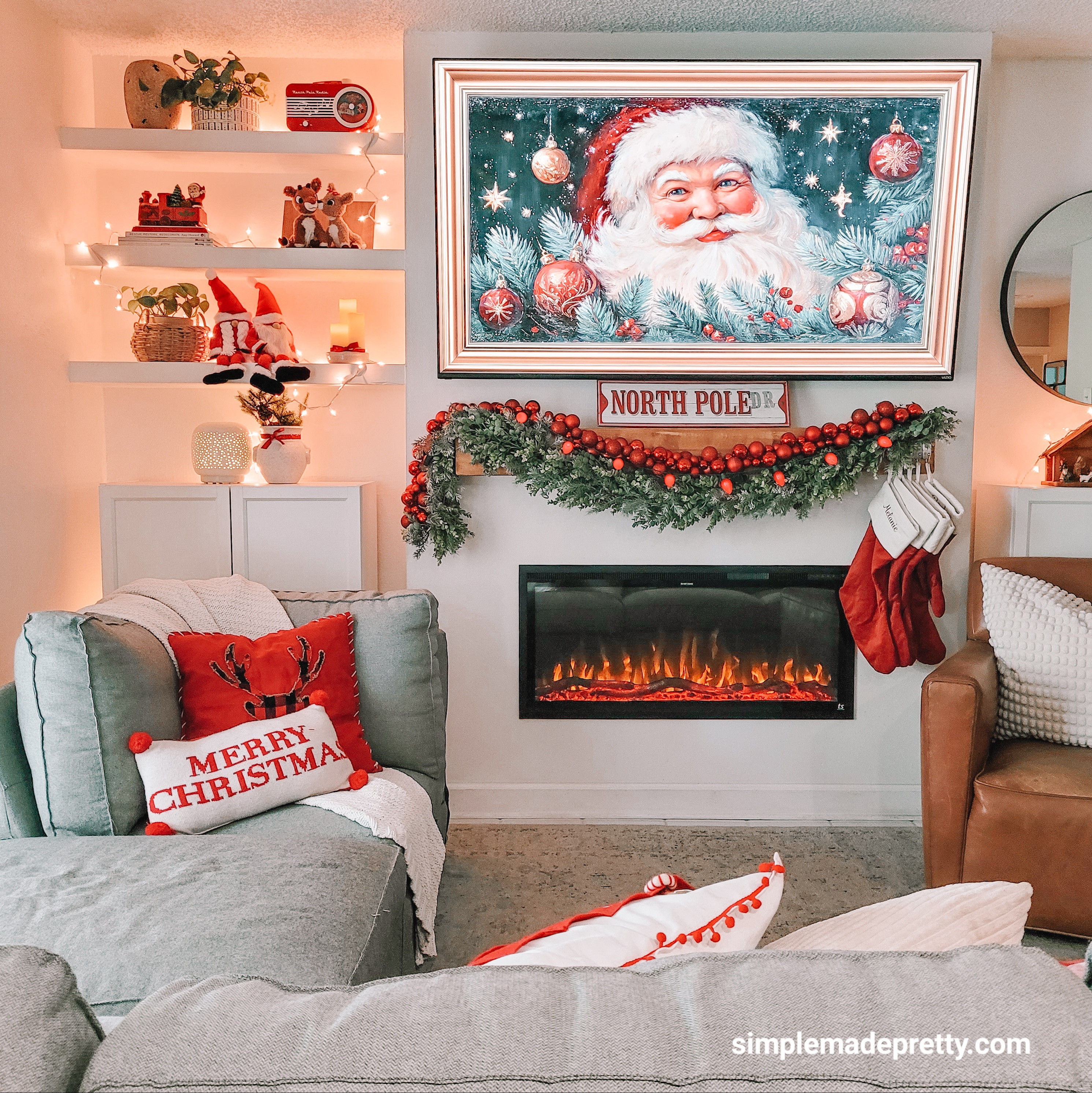 This Santa Frame TV print makes the whole room feel magical 🎅✨
Rounded up similar garlands, stockings + accessories so you can get the look 👇#christmasdecor #christmas2025 #holidayhomedecor #cozychristmas #christmashomedecor #christmasinspiration #christmasaesthetic #gingerbreaddecor #peppermintdecor #dollartreechristmas #diychristmasdecor #budgetchristmasdecor #farmhousechristmas #christmaslivingroom #holidaystyle #simplemadepretty #holidayinspo #christmascrafts #dollartreediy #diyhomedecor #festivehomedecor #affordablechristmasdecor #christmastour #holidayhome
 

 #LTKHoliday #LTKSeasonal #LTKHome