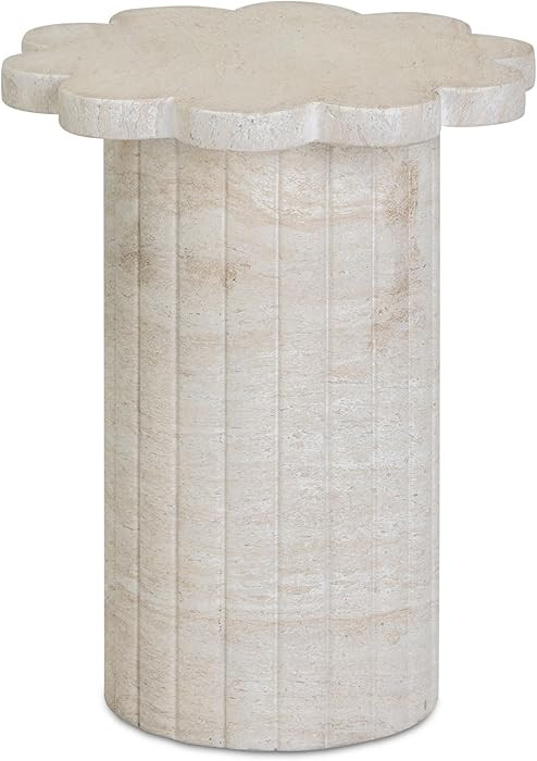 Tov Furniture Blossom Faux Travertine Indoor/Outdoor Concrete Side Table | Amazon (US)