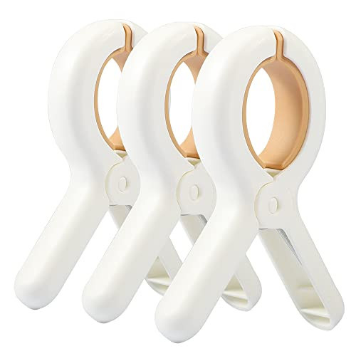 PAMISO Beach Towel Clip, 3 PCS Cloth Pins, Quilt Drying Clip, Plastic Clothespins, Strong Grip Holder to Dry Laundry on Clothesline and Hanging Rack(Small) | Amazon (US)