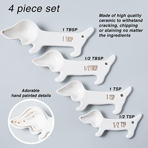 White Ceramic Dog Themed Kitchen Utensils: Measuring Cups and Spoons, Spoon Rest for Countertop - Cu | Amazon (US)