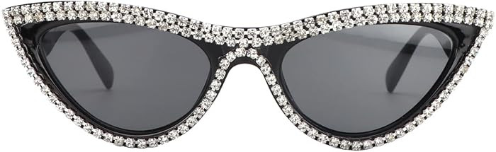 Cat eye sunglasses Cute Trendy for Women Bling Fun Rhinestone Crystal Sun Sades | Amazon (US)