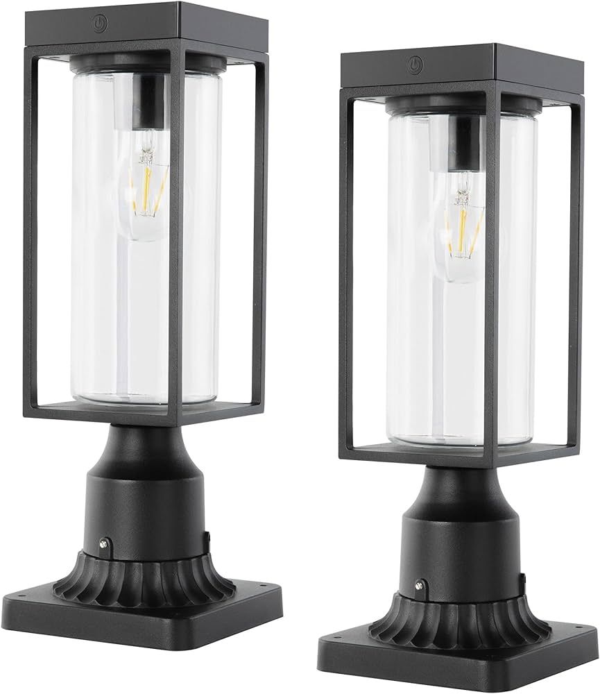 LUTEC 2 Pack Solar Post Lights, Dusk to Dawn Aluminium Solar Lamp Post Light Fixture with Pier Mo... | Amazon (US)