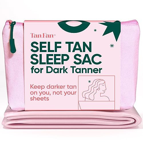 Tan Fan Self Tan Sleep Sac for Dark Tanner - Keep Sheets Clean from Dark Tan Stains - 100% Cool Silky Poly - Thicker Bottom - Lightweight Top - Won’t Rub or Absorb Tanner - Roomy Foot Openings (Pink) | Amazon (US)