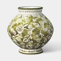 Short Floral Painted Ceramic Vase Green - Threshold\u2122 | Target