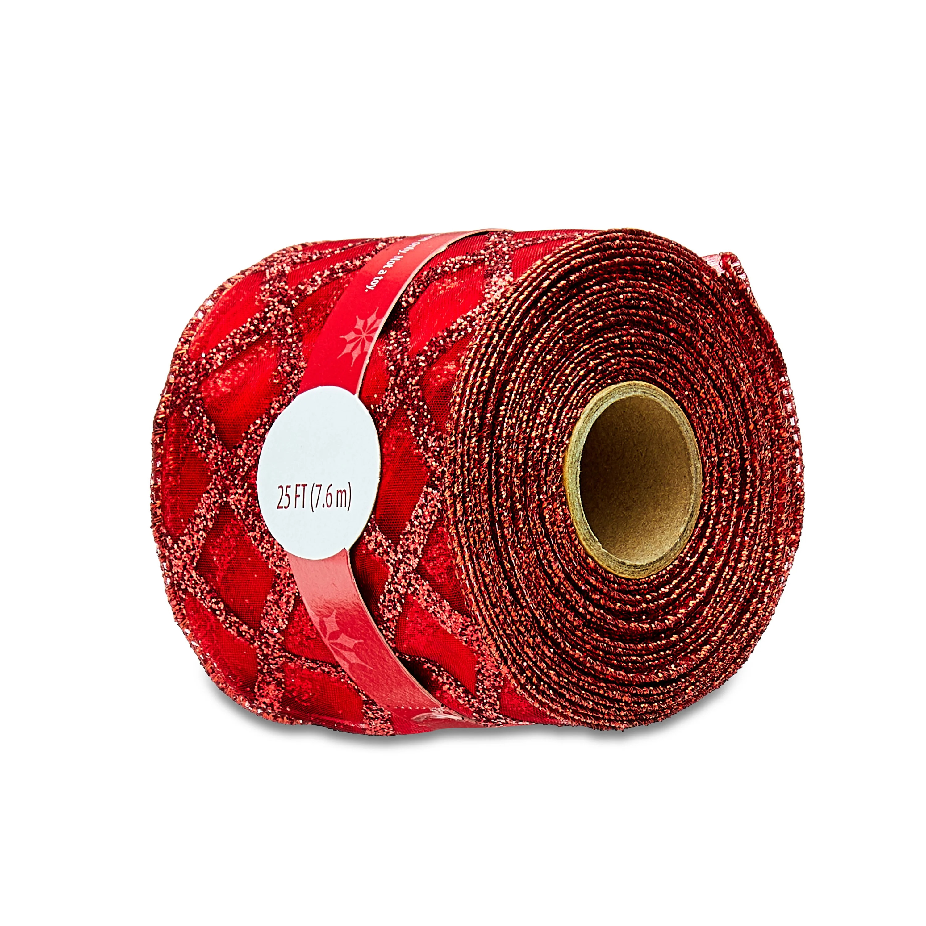 Holiday Time Red Glitter Plaid Ribbon, 3.5in, by Holiday Time | Walmart (US)