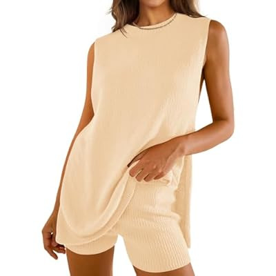 ZESICA Women's Summer Two Piece Sweater Lounge Sets 2024 Casual Knit Trendy Tuni… | Amazon (US)