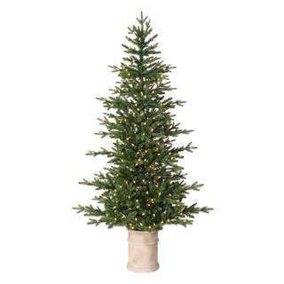 Home Accents Holiday 6.5 ft Fir LED Pre-Lit Potted Artificial Christmas Tree with 300 Warm White ... | The Home Depot