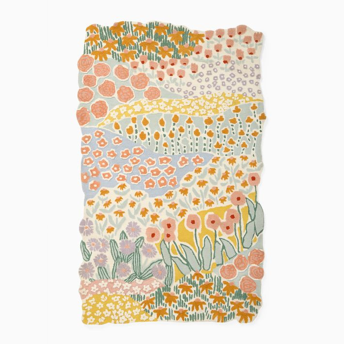 Kids Rainbow Flower Tufted Rug | West Elm (US)