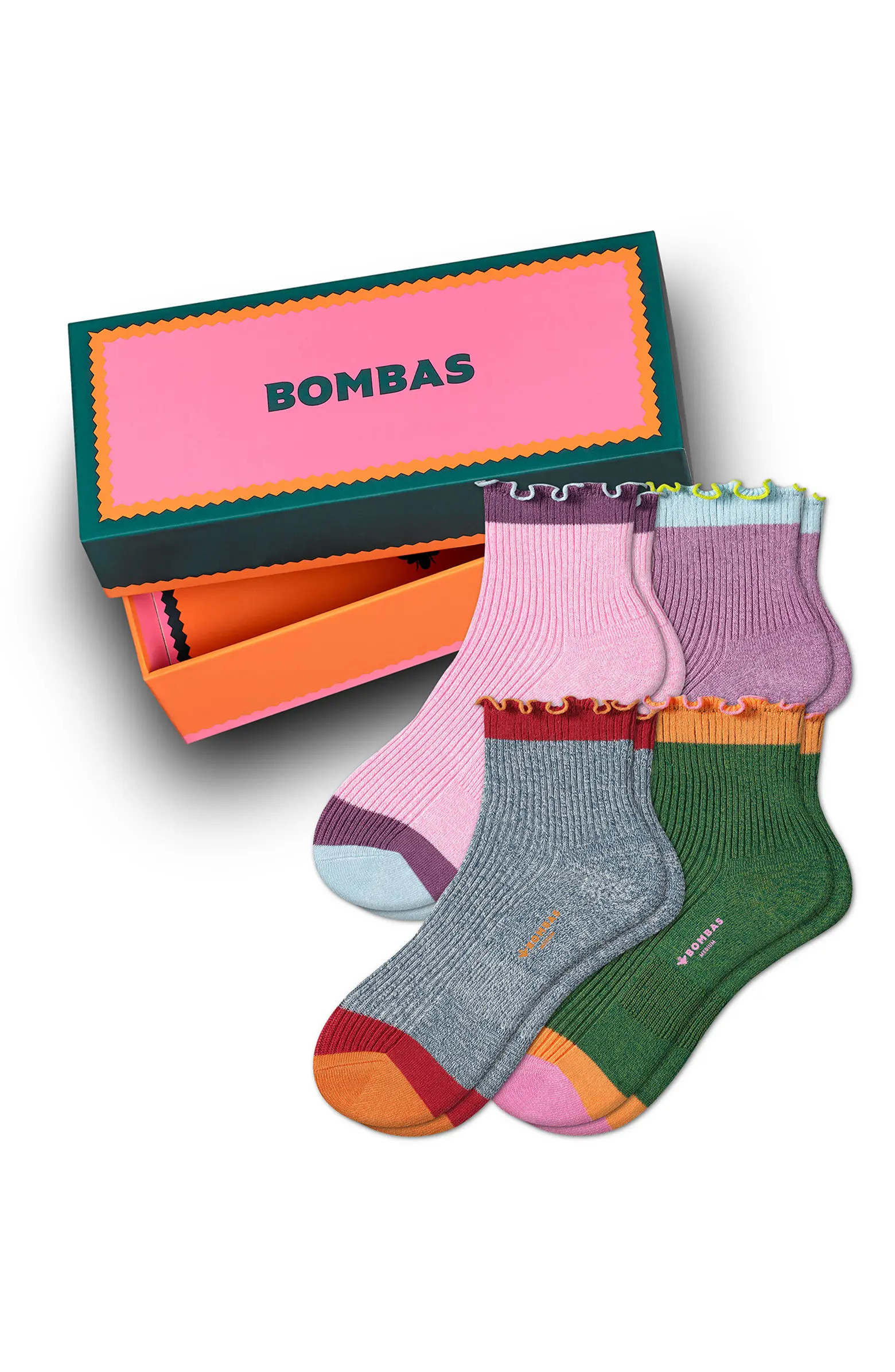 Bombas 4-Pack Frilly Edge Quarter Crew Socks | Nordstrom | Nordstrom