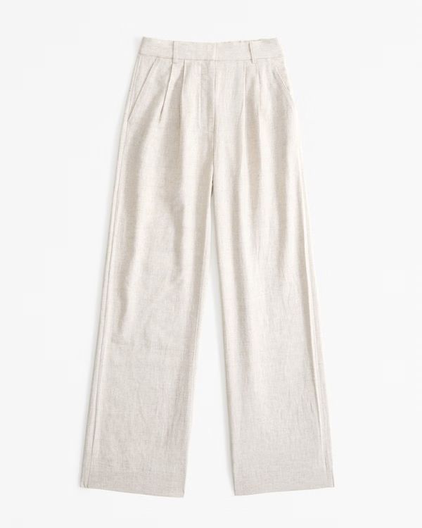 Women's A&F Sloane Tailored Linen-Blend Pant | Women's Bottoms | Abercrombie.com | Abercrombie & Fitch (UK)
