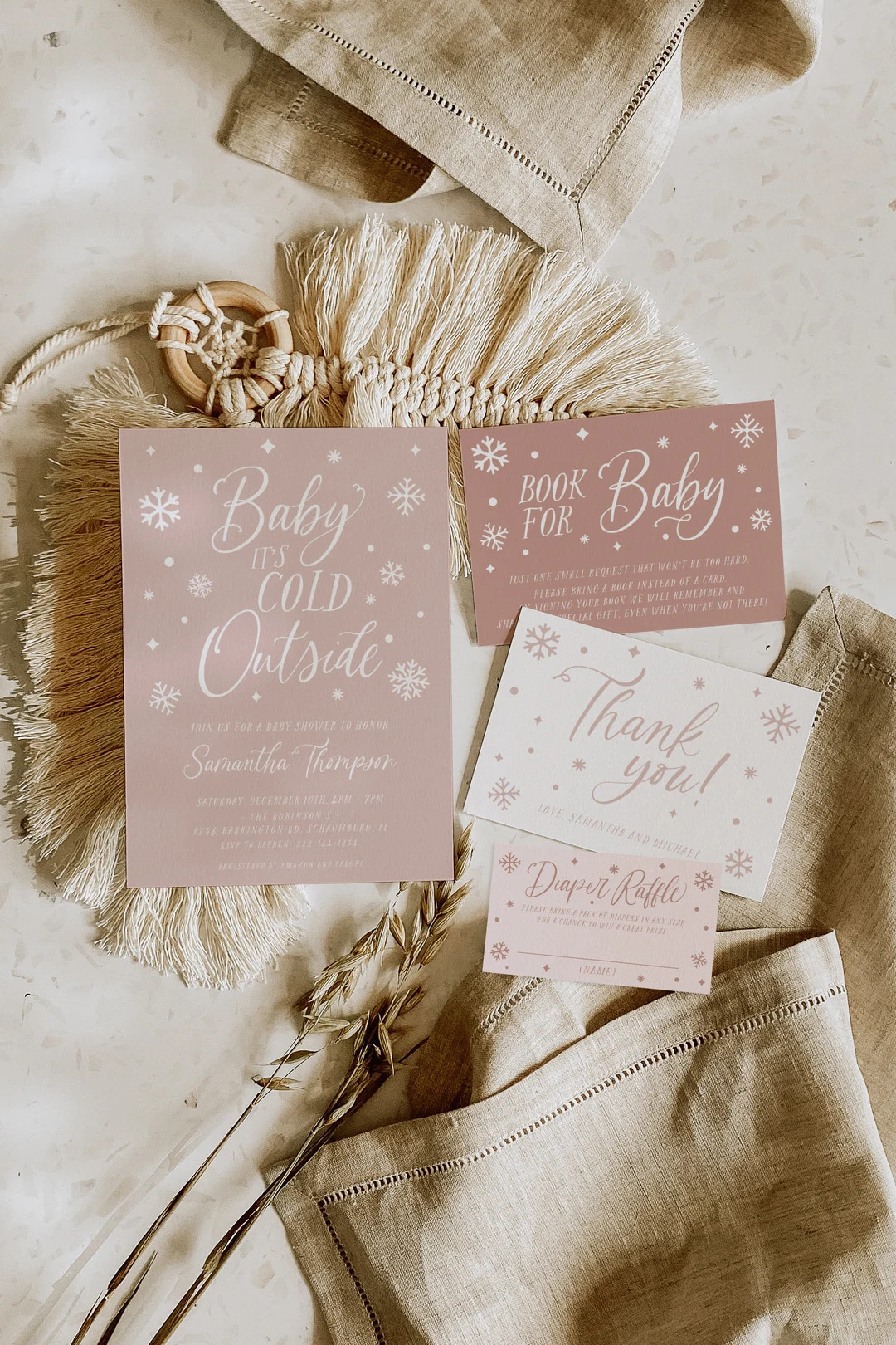 Baby It's Cold Outside Baby Shower Invitation, Winter Wonderland Baby Shower, Modern Pink Girl Ba... | Etsy (US)