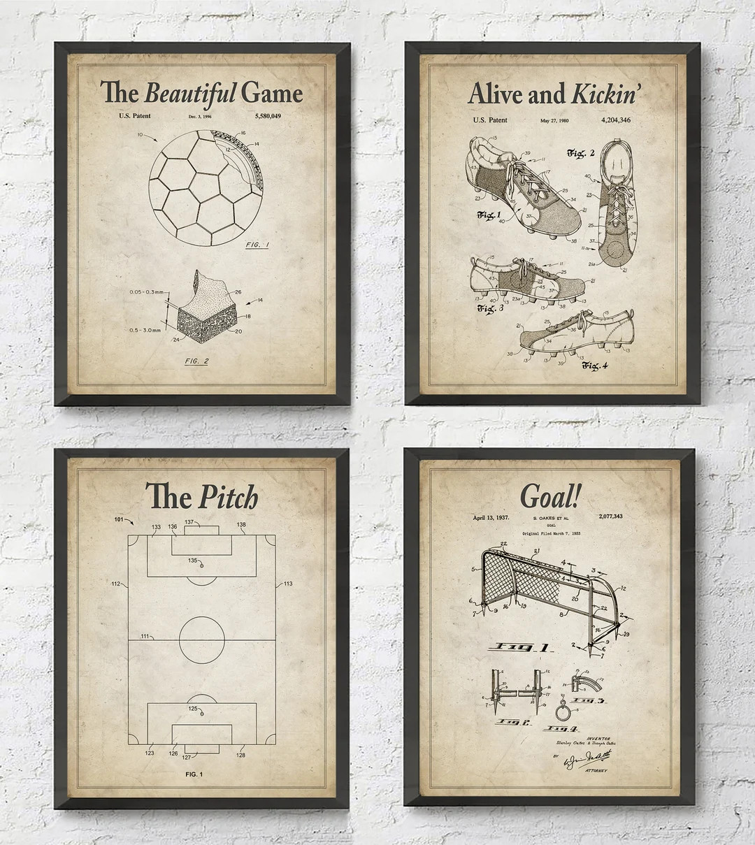 Vintage Soccer Patent Wall Art Prints With Slogans, Set of 4, UNFRAMED, Soccer Ball, Goal, the Pi... | Etsy (US)