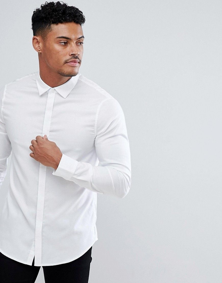 Armani Exchange Slim Fit Oxford Shirt In White - White | ASOS US