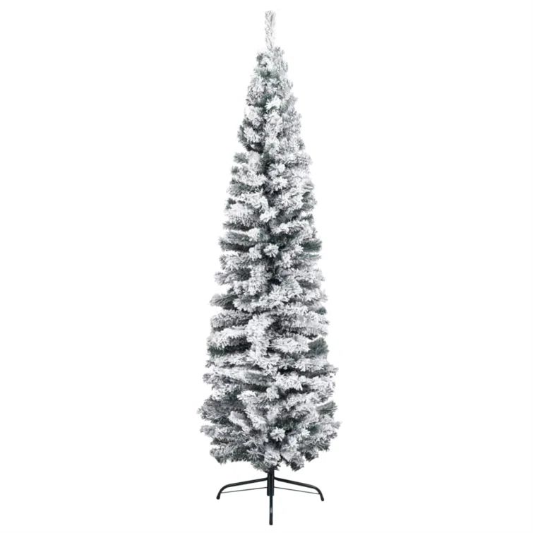 Slender Green/White Artificial Pine Christmas Tree | Wayfair North America