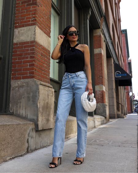 Casual spring outfit
Black halter top similar
Abercrombie straight leg jeans 



#LTKstyletip #LTKfindsunder100 #LTKfindsunder50