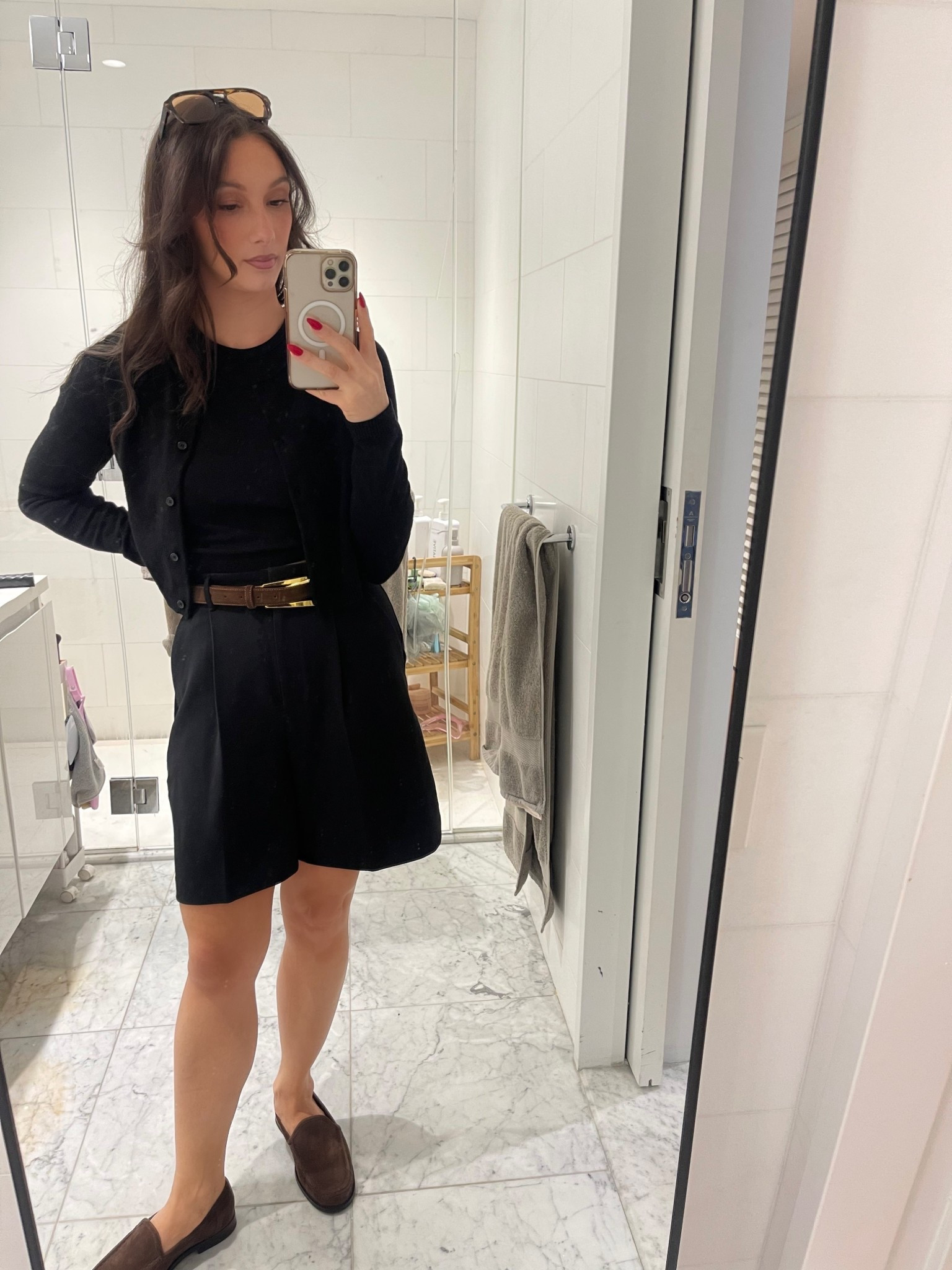 All black with a pop of brown 
Simple chic look 

#LTKSeasonal #LTKStyleTip #LTKFindsUnder100