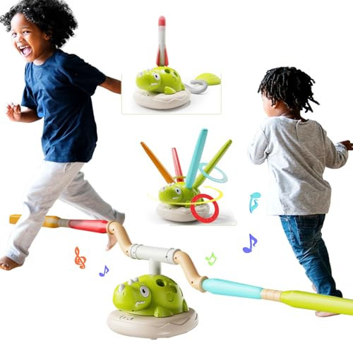 3-in-1 Musical Jump Toss Ring Game Rocket Launcher Toys for Kids Active Indoor/Outdoor Toys with Remote Control,Outside Toys for Toddler 3-5 4-8 12 Girls Boys | Amazon (US)