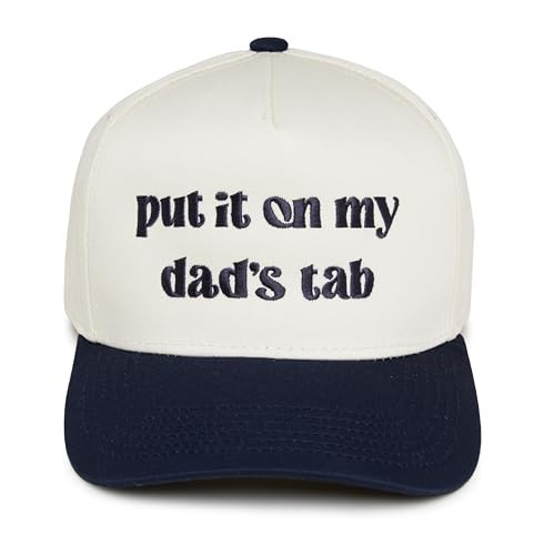 Funky Junque Cute Trucker Hat for Women Girl Dad Hat Put It on My Dad's Tab Embroidered Vintage Snapback - Put It on My Dad's Tab - Beige/Navy | Amazon (US)
