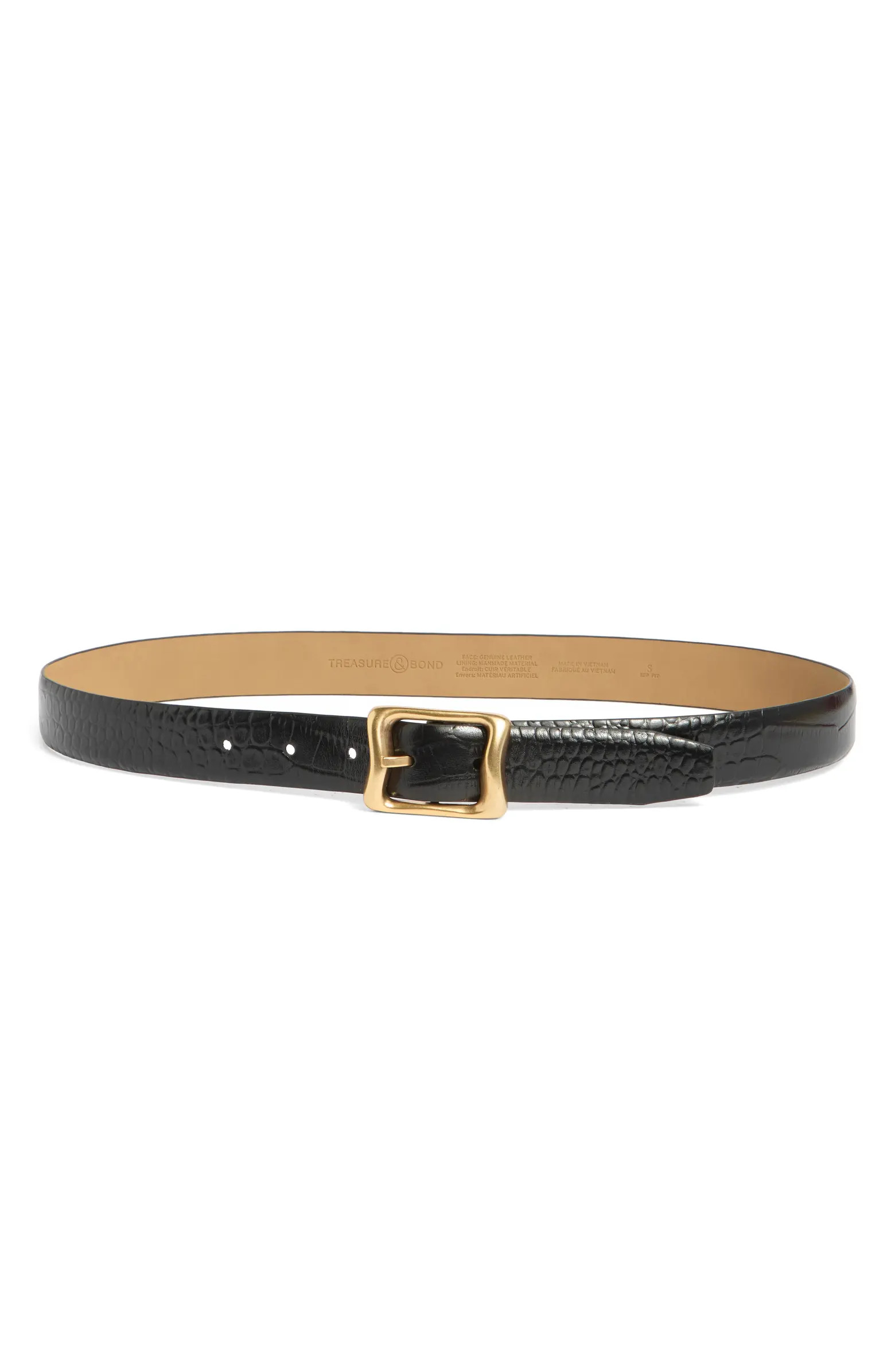 Tana Croc Embossed Leather Belt | Nordstrom