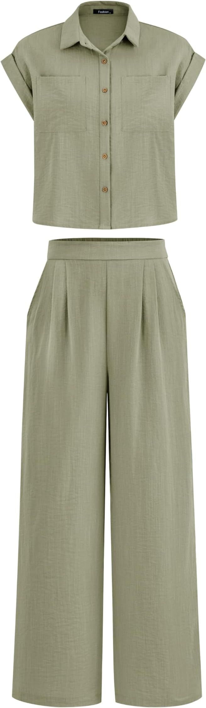 PRETTYGARDEN Womens 2 Piece sets Summer Cap Sleeve Tops Palazzo Pants Dressy Casual Vacation Trav... | Amazon (US)