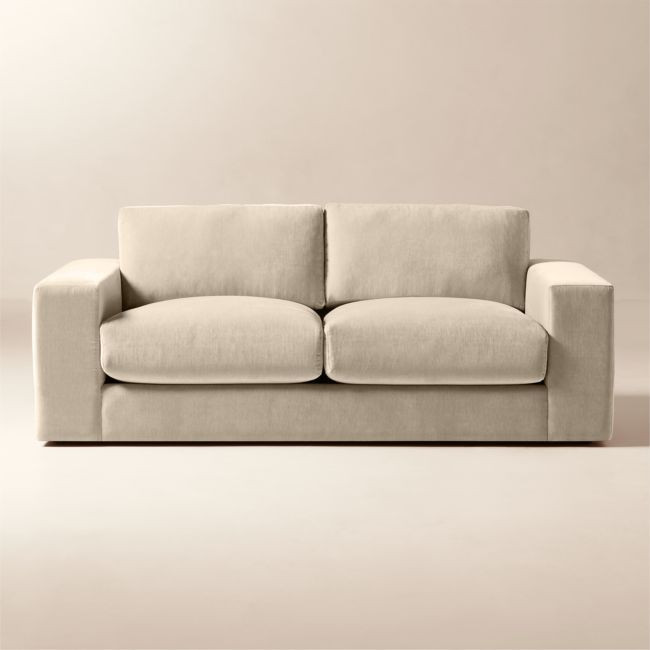 Berkeley 78"" Taupe Performance Velvet Sofa | CB2