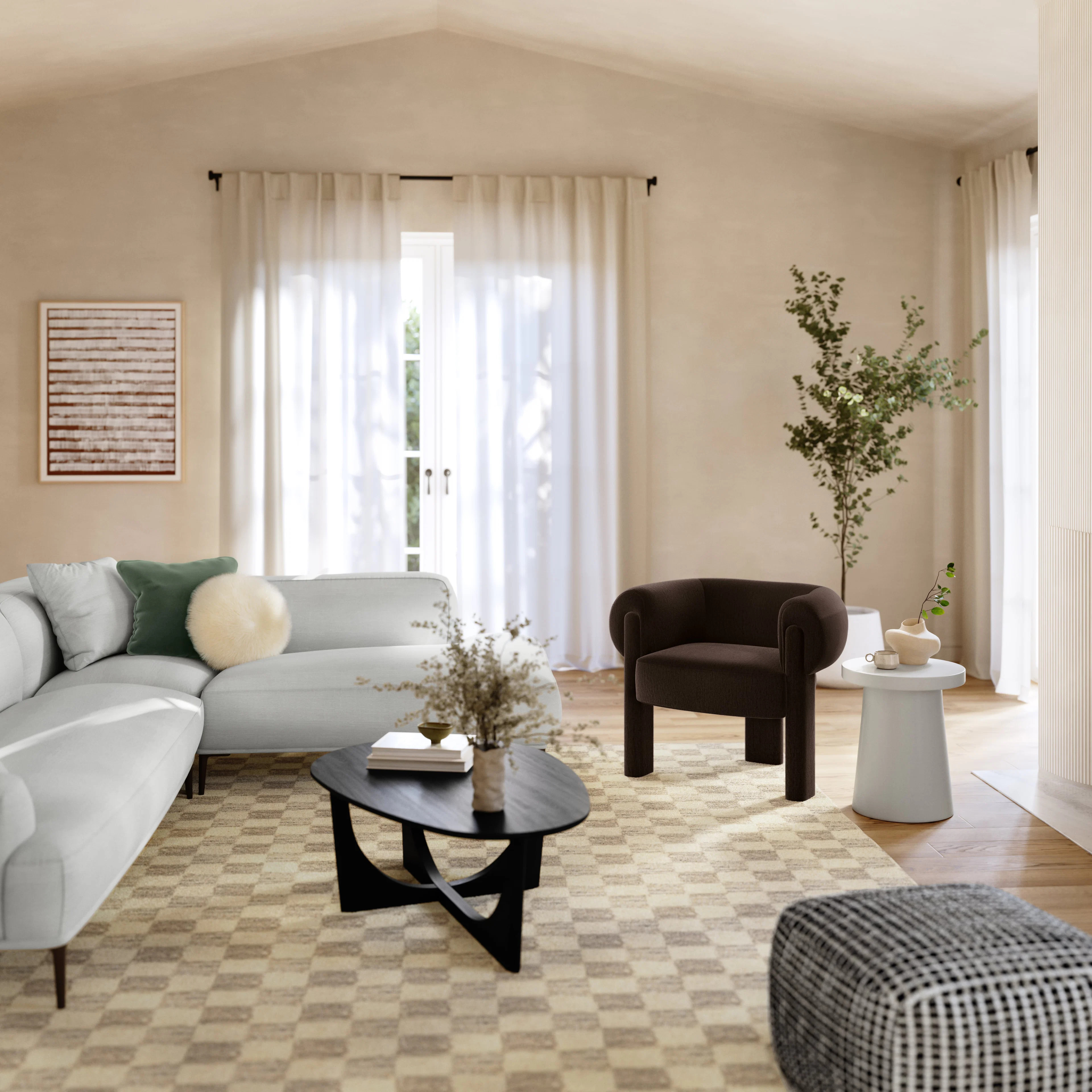 Everse 33.5" Velvet Lounge Chair - Melange Espresso | Article