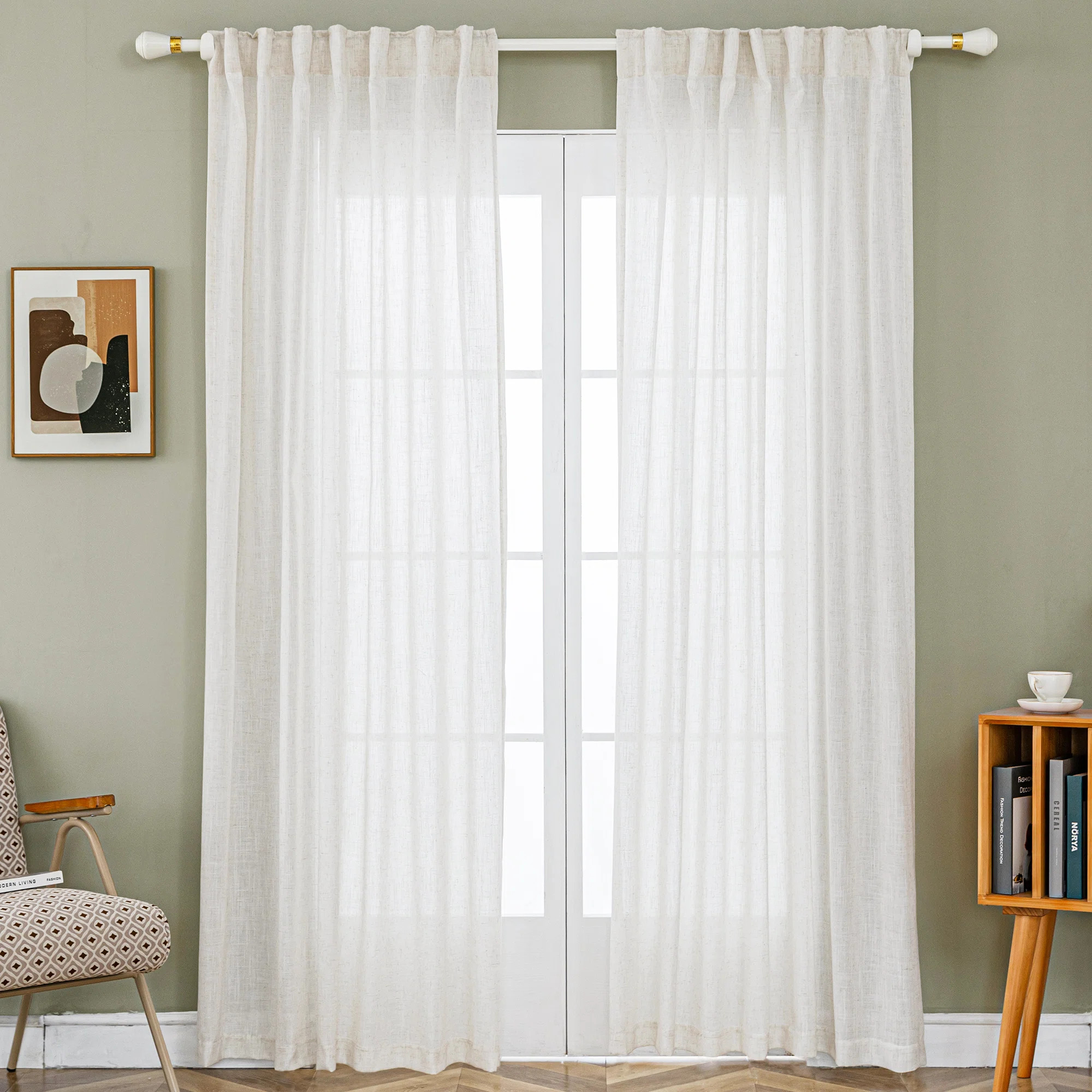 Gracie Oaks Toyoko Linen Blended Semi-Sheer Back Tab Curtain Pair & Reviews | Wayfair | Wayfair North America