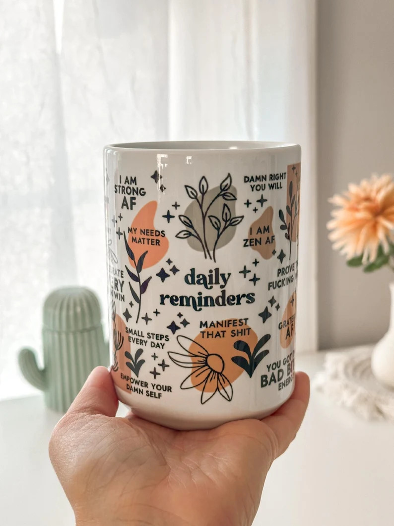 Mental Health Mug Daily Affirmations Glass Cup 15oz Daily Affirmations Mug Gift for Her Best Frie... | Etsy (Global)