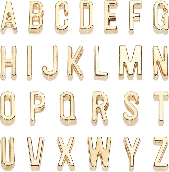 Alphabet Slide Letter Charms Initial A-Z Alphabet Beads for Flat Leather Bracelet Wristbands Neck... | Amazon (US)