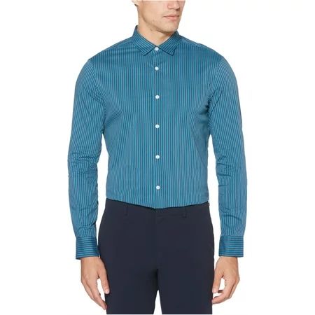 Perry Ellis Mens Striped Button Up Shirt Blue Small | Walmart (US)