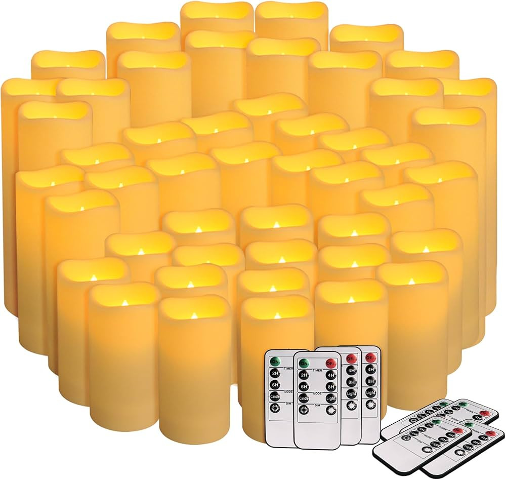48 Pack Flameless Candles with Remote & 24H Timer - Waterproof Battery Operated Decorative Candle... | Amazon (US)