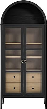 Modway Nolan Modern Farmhouse 71" Tall Arched Storage Display Cabinet in Black Oak Wood Grain | Amazon (US)