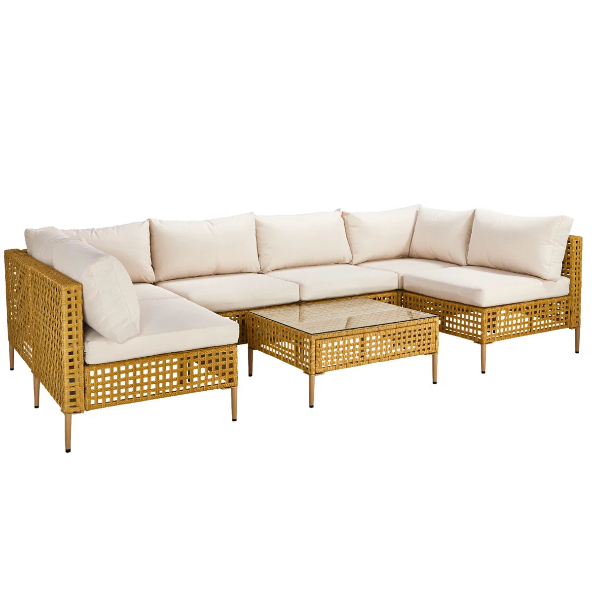 Patio 7-Piece PE Wicker Sectional Conversation Set | Wayfair North America